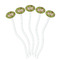 Green & Brown Toile White Plastic 7" Stir Stick - Oval - Fan