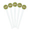 Green & Brown Toile White Plastic 7" Stir Stick - Round - Fan View