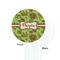 Green & Brown Toile White Plastic 7" Stir Stick - Single Sided - Round - Front & Back