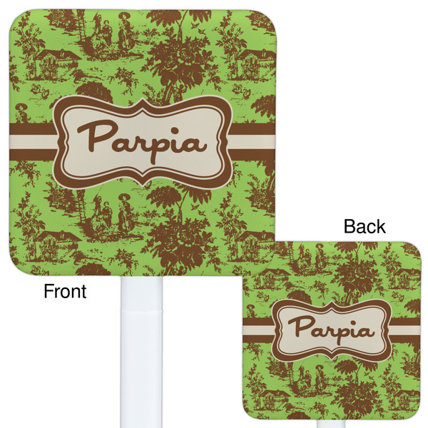Green & Brown Toile White Plastic Stir Stick - Double Sided - Approval