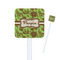 Green & Brown Toile White Plastic Stir Stick - Square - Closeup