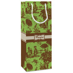 Green & Brown Toile Wine Gift Bags - Gloss (Personalized)