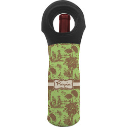 Green & Brown Toile Wine Tote Bag (Personalized)