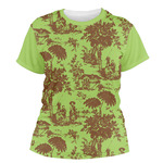 Green & Brown Toile Women's Crew T-Shirt - 2X Large