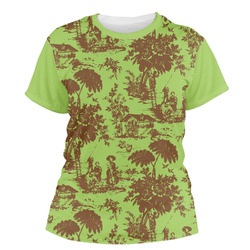Green & Brown Toile Women's Crew T-Shirt (Personalized)
