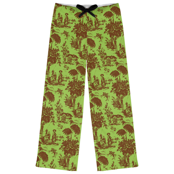 Custom Green & Brown Toile Womens Pajama Pants - S