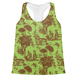 Green & Brown Toile Womens Racerback Tank Top - X Large (Personalized)