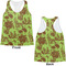 Green & Brown Toile Womens Racerback Tank Tops - Medium - Front and Back