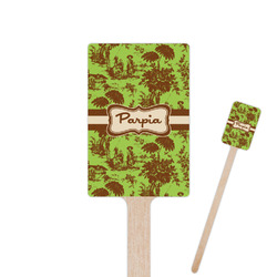 Green & Brown Toile 6.25" Rectangle Wooden Stir Sticks - Double Sided (Personalized)
