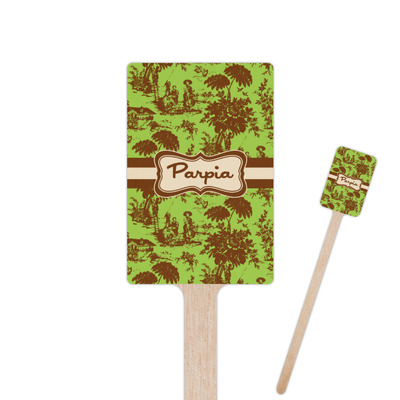 Green & Brown Toile Rectangle Wooden Stir Sticks (Personalized)