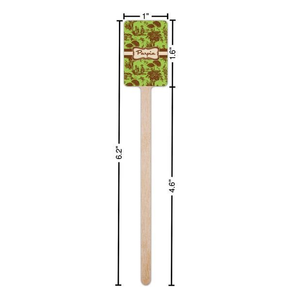 Green & Brown Toile Wooden 6.25" Stir Stick - Rectangular - Dimensions