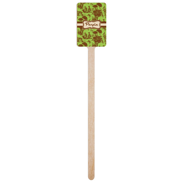 Green & Brown Toile Wooden 6.25" Stir Stick - Rectangular - Single Stick