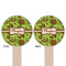 Green & Brown Toile Wooden 6" Food Pick - Round - Double Sided - Front & Back