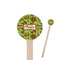 Green & Brown Toile Wooden 6" Stir Stick - Round - Closeup