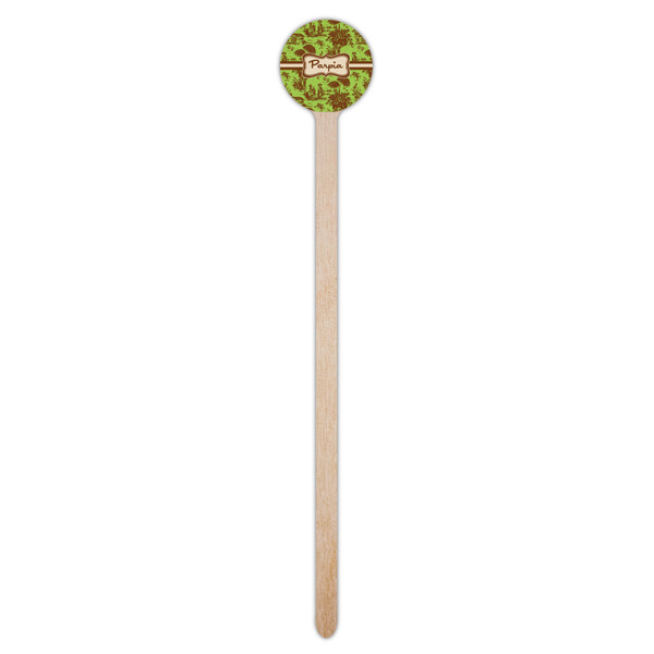 Green & Brown Toile Wooden 7.5" Stir Stick - Round - Single Stick