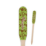Green & Brown Toile Paddle Wooden Food Picks - Double Sided (Personalized)