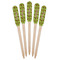 Green & Brown Toile Wooden Food Pick - Paddle - Fan View