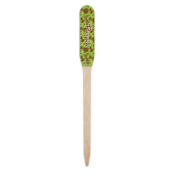 Green & Brown Toile Wooden Food Pick - Paddle - Single Pick