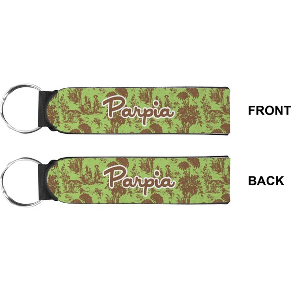 Green & Brown Toile Wristlet (Front + Back)