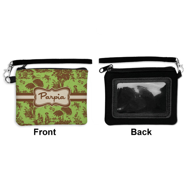 Green & Brown Toile Wristlet ID Cases - Front & Back