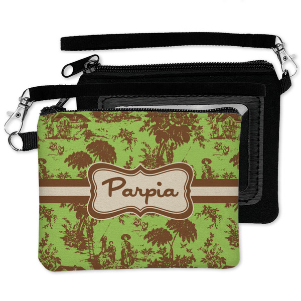 Green & Brown Toile Wristlet ID Cases - MAIN