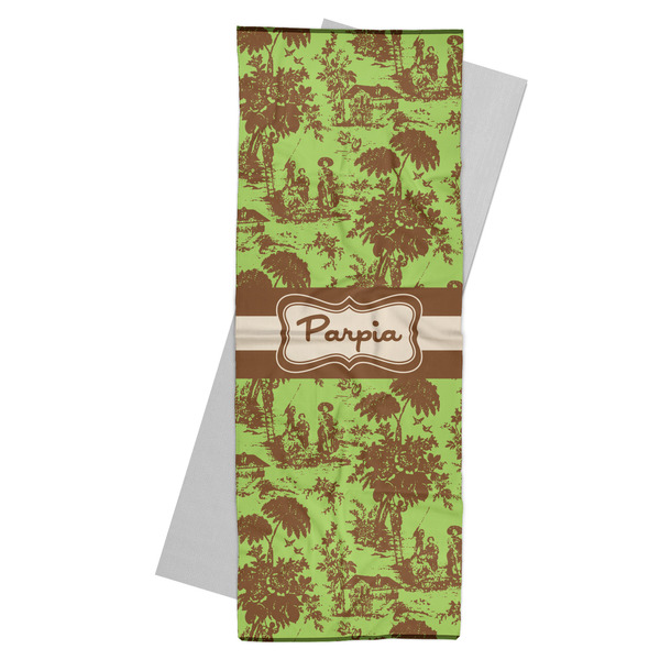 Custom Green & Brown Toile Yoga Mat Towel (Personalized)