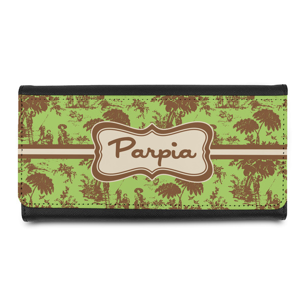 Custom Green & Brown Toile Leatherette Ladies Wallet (Personalized)