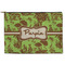 Green & Brown Toile Zipper Pouch Large (Front)