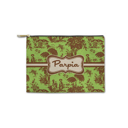 Green & Brown Toile Zipper Pouch - Small - 8.5"x6" (Personalized)