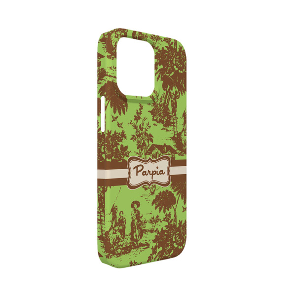 Custom Green & Brown Toile iPhone Case - Plastic - iPhone 13 Mini (Personalized)