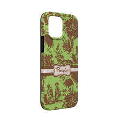 Green & Brown Toile iPhone Case - Rubber Lined - iPhone 13 Mini (Personalized)