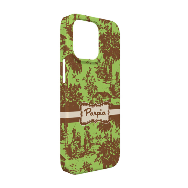 Custom Green & Brown Toile iPhone Case - Plastic - iPhone 13 Pro (Personalized)