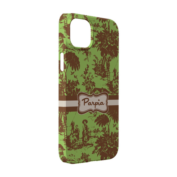 Custom Green & Brown Toile iPhone Case - Plastic - iPhone 14 (Personalized)
