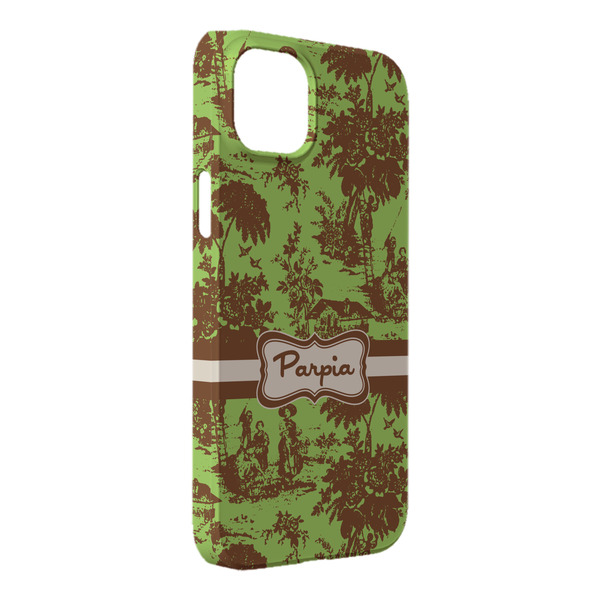 Custom Green & Brown Toile iPhone Case - Plastic - iPhone 14 Pro Max (Personalized)