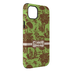 Green & Brown Toile iPhone Case - Rubber Lined - iPhone 14 Pro Max (Personalized)