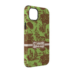 Green & Brown Toile iPhone Case - Rubber Lined - iPhone 14 Pro (Personalized)