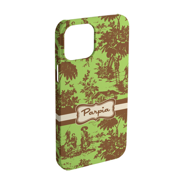 Custom Green & Brown Toile iPhone Case - Plastic - iPhone 15 (Personalized)