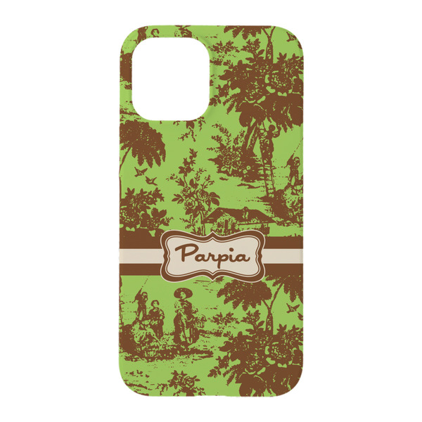 Green & Brown Toile iPhone 15 Case - Back