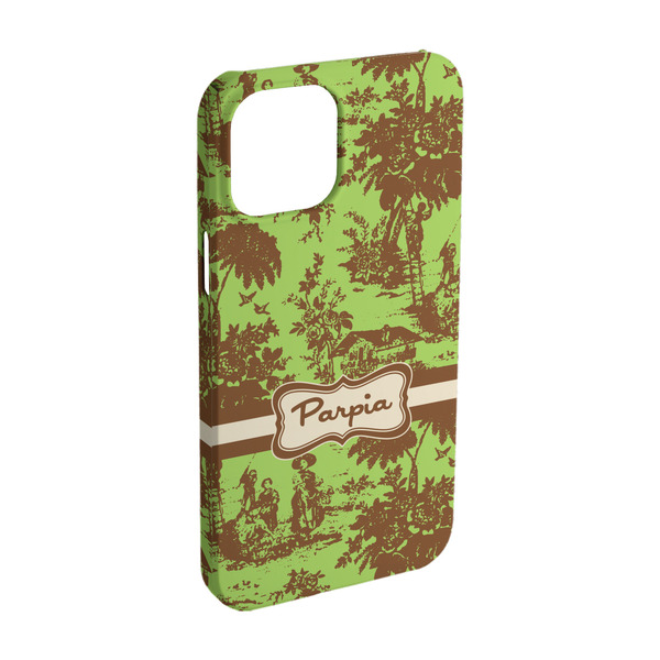 Custom Green & Brown Toile iPhone Case - Plastic - iPhone 15 Pro (Personalized)