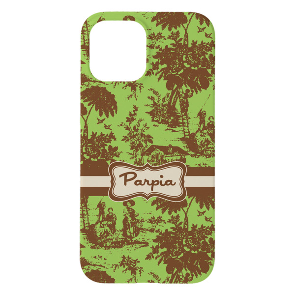 Green & Brown Toile iPhone 15 Pro Max Case - Back