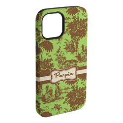 Green & Brown Toile iPhone Case - Rubber Lined - iPhone 15 Pro Max (Personalized)