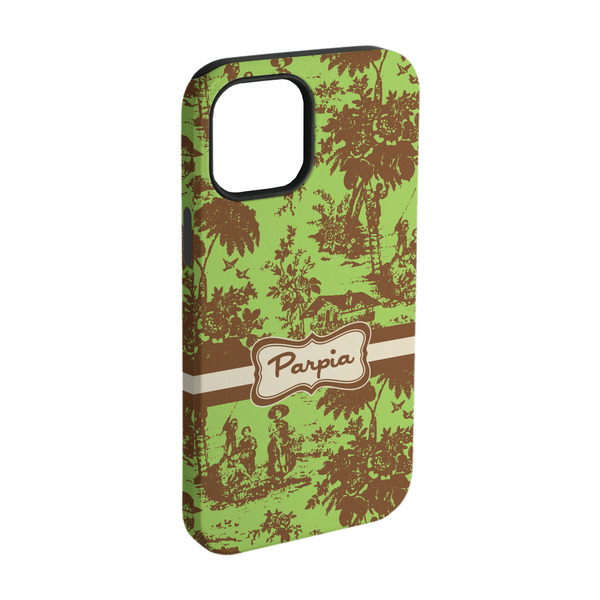 Custom Green & Brown Toile iPhone Case - Rubber Lined - iPhone 15 Pro (Personalized)