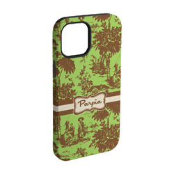 Green & Brown Toile iPhone Case - Rubber Lined - iPhone 15 (Personalized)