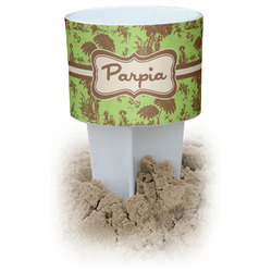 Green & Brown Toile Beach Spiker Drink Holder (Personalized)
