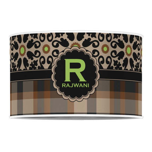 Moroccan Mosaic & Plaid 12" Drum Lampshade - FRONT (Poly Film)