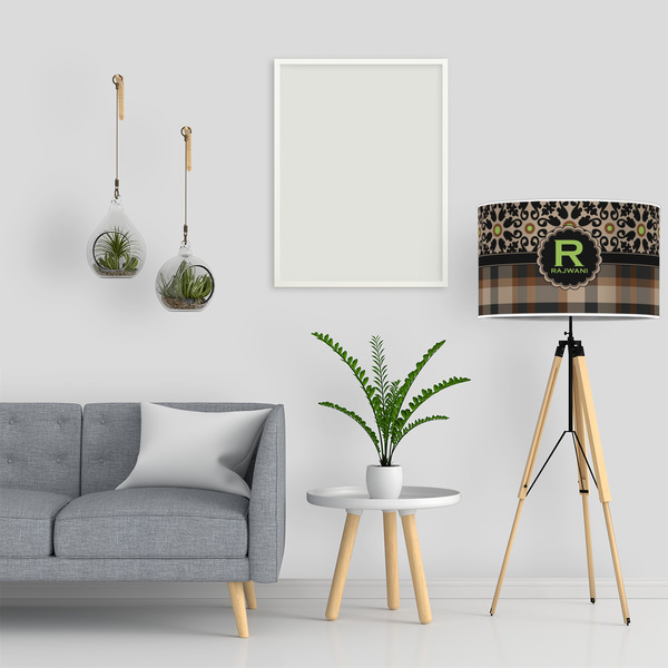 Moroccan Mosaic & Plaid 12" Drum Lampshade - LIFESTYLE