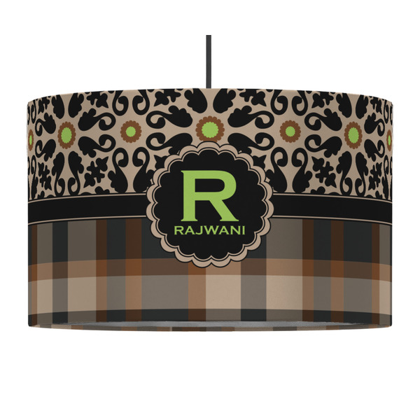 Moroccan Mosaic & Plaid 12" Drum Lampshade - PENDANT (Fabric)