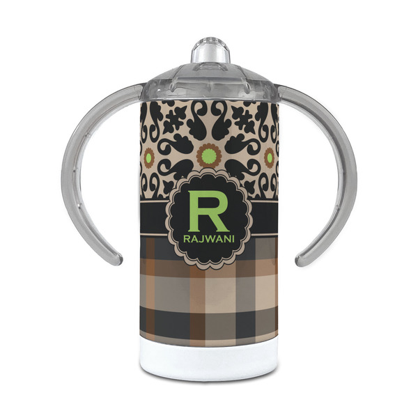 Custom Moroccan Mosaic & Plaid 12 oz Stainless Steel Sippy Cup (Personalized)