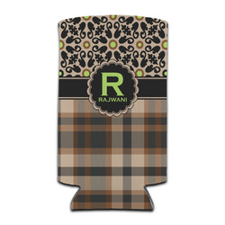 Moroccan Mosaic & Plaid Can Cooler (tall 12 oz) (Personalized)