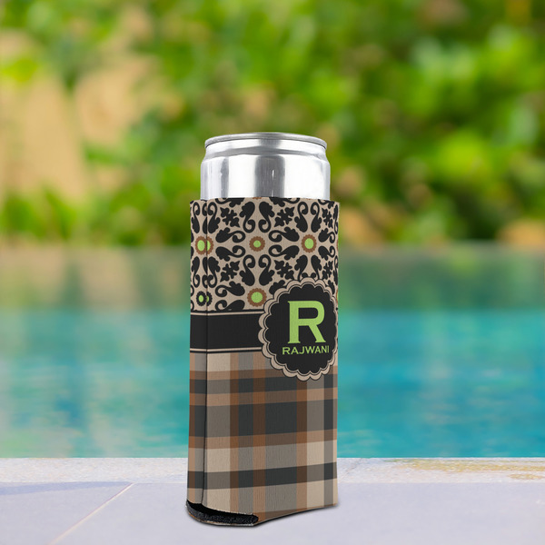 Moroccan Mosaic & Plaid Can Cooler - Tall 12oz - In Context